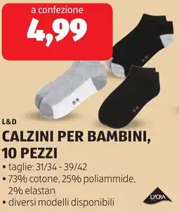 ALDI L&d calzini per bambini, 10 pezzi offerta