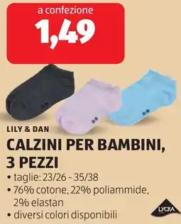 ALDI Lily & dan calzini per bambini, 3 pezzi offerta