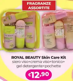 Acqua & Sapone ROYAL BEAUTY Skin Care Kit siero viso+crema viso+tonico+ gel detergente+pochette offerta