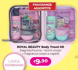 Acqua & Sapone ROYAL BEAUTY Body Travel Kit bagnoschiuma + burro corpo + fragranza corpo e capelli offerta