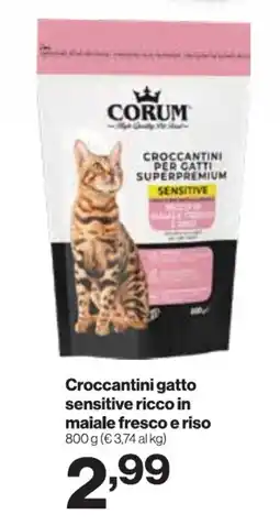 In'S Mercato CORUM Croccantini gatto sensitive ricco in maiale fresco e riso offerta
