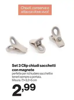 In'S Mercato Set 3 Clip chiudi sacchetti con magnete offerta