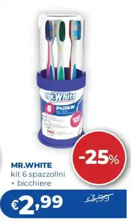 Acqua & Sapone MR.WHITE kit 6 spazzolini + bicchiere offerta