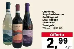 Interspar Cabernet, Serprino frizzante Colli Euganei DOC, Raboso Veneto IGT Terregaie offerta