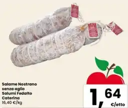 Interspar Salame Nostrano senza aglio Salumi Fedalto Caterina offerta