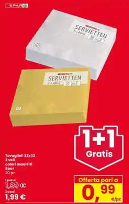 Interspar Tovaglioli 33x33 3 veli Spar offerta