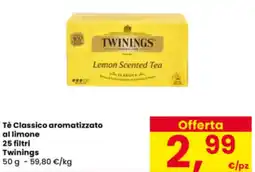 Interspar Tè Classico aromatizzato al limone 25 filtri Twinings offerta