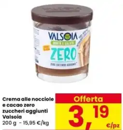 Interspar Crema alle nocciole e cacao zero zuccheri aggiunti Valsoia offerta