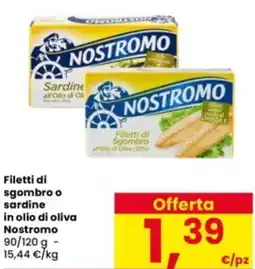 Interspar Filetti di sgombro o sardine in olio di oliva Nostromo offerta