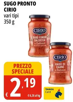 Tigros Sugo pronto CIRIO offerta
