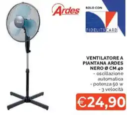 Mercatò Ventilatore a piantana ardes nero ø cm 40 offerta