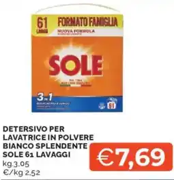 Mercatò Detersivo per lavatrice in polvere bianco splendente SOLE offerta