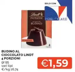 Mercatò Lindt Budino al cioccolato lindt 4 porzioni offerta