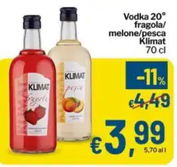 Qui Discount Vodka 20° fragola/ melone/pesca Klimat offerta