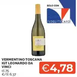 Mercatò Vermentino toscana IGT LEONARDO DA VINCI offerta