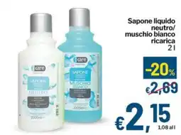 Qui Discount Sapone liquido neutro/ muschio bianco ricarica offerta