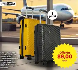 Interspar NEW YORK Set 3 trolley in ABS offerta