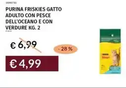 Prezzemolo e Vitale Purina friskies gatto adulto con pesce dell'oceano e con verdure offerta