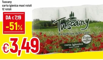 Famila Tuscany carta igienica maxi rotoli 12 rotoli offerta