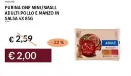 Prezzemolo e Vitale Purina one mini/small adulti pollo e manzo in salsa offerta