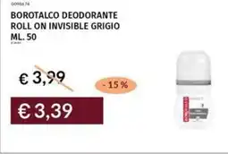 Prezzemolo e Vitale Borotalco deodorante roll on invisible grigio offerta