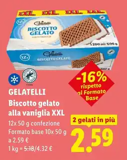 Lidl GELATELLI Biscotto gelato alla vaniglia XXL offerta