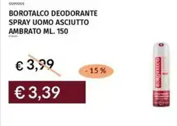 Prezzemolo e Vitale Borotalco deodorante spray uomo asciutto ambrato offerta