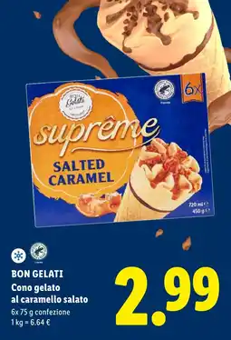 Lidl BON GELATI Cono gelato al caramello salato offerta