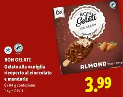 Lidl BON GELATI Gelato alla vaniglia ricoperto al cioccolato e mandorle offerta