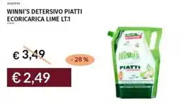 Prezzemolo e Vitale Winni's detersivo piatti ecoricarica lime offerta