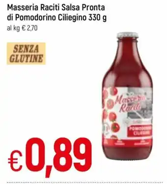 Famila Masseria Raciti Salsa Pronta di Pomodoro Ciliegino 330g offerta