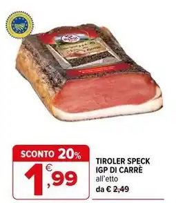 Iperal Tiroler speck IGP di Carrè offerta