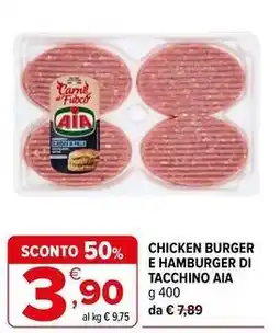 Iperal Chicken burger e hamburger di tacchino Aia offerta