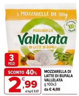 Iperal Mozzarella di latte di bufala Vallelata offerta