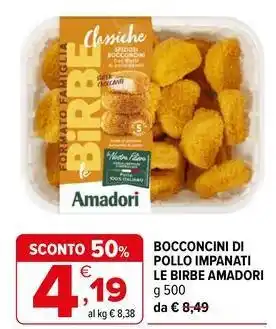 Iperal Bocconcini di pollo impanati le birbe Amadori offerta