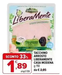 Iperal Tacchino arrosto liberamente Casa Modena offerta