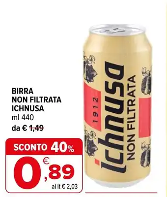 Iperal Birra non filtrata Ichnusa offerta