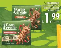 Deco Supermercati Grancereale barrette cioccolato e nocciola/mirtillo e avena offerta