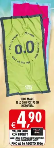 Deco Supermercati Telo mare te lo dico 90x170 cm microfibra offerta