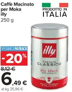 Carrefour Express Caffè Macinato per Moka illy offerta