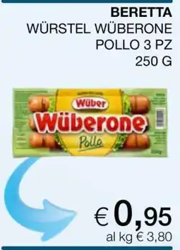 Coop BERETTA WÜRSTEL WÜBERONE POLLO 3 PZ offerta