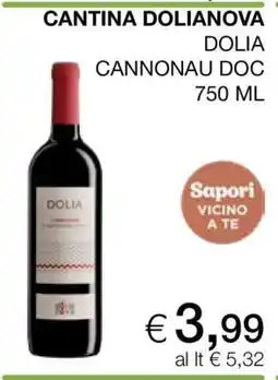 Coop CANTINA DOLIANOVA DOLIA CANNONAU DOC 750 ML offerta