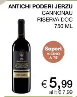 Coop ANTICHI PODERI JERZU CANNONAU RISERVA DOC 750 ML offerta