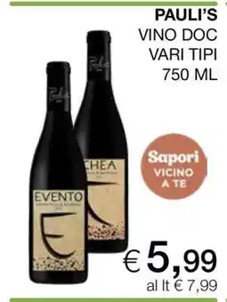Coop PAULI’S VINO DOC VARI TIPI offerta