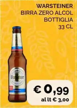 Coop WARSTEINER BIRRA ZERO ALCOL BOTTIGLIA 33 CL offerta