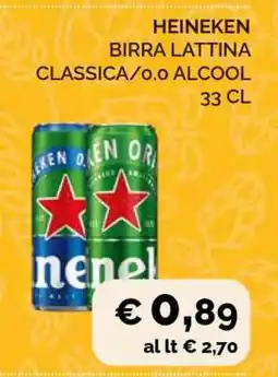 Coop HEINEKEN BIRRA LATTINA CLASSICA/o.o ALCOOL 33 CL offerta