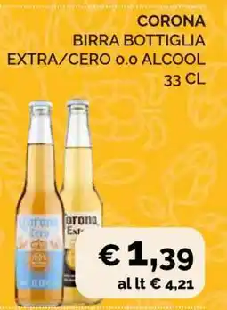 Coop CORONA BIRRA BOTTIGLIA EXTRA/CERO 0.0 ALCOOL 33 CL offerta