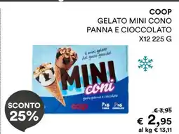 Coop COOP GELATO MINI CONO PANNA E CIOCCOLATO X12 225 G offerta