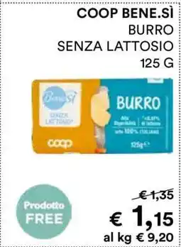 Coop COOP BENE.SÌ BURRO SENZA LATTOSIO 125 G offerta