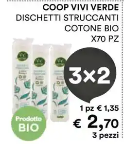 Coop COOP VIVI VERDE DISCHETTI STRUCCANTI COTONE BIO X70 PZ offerta
